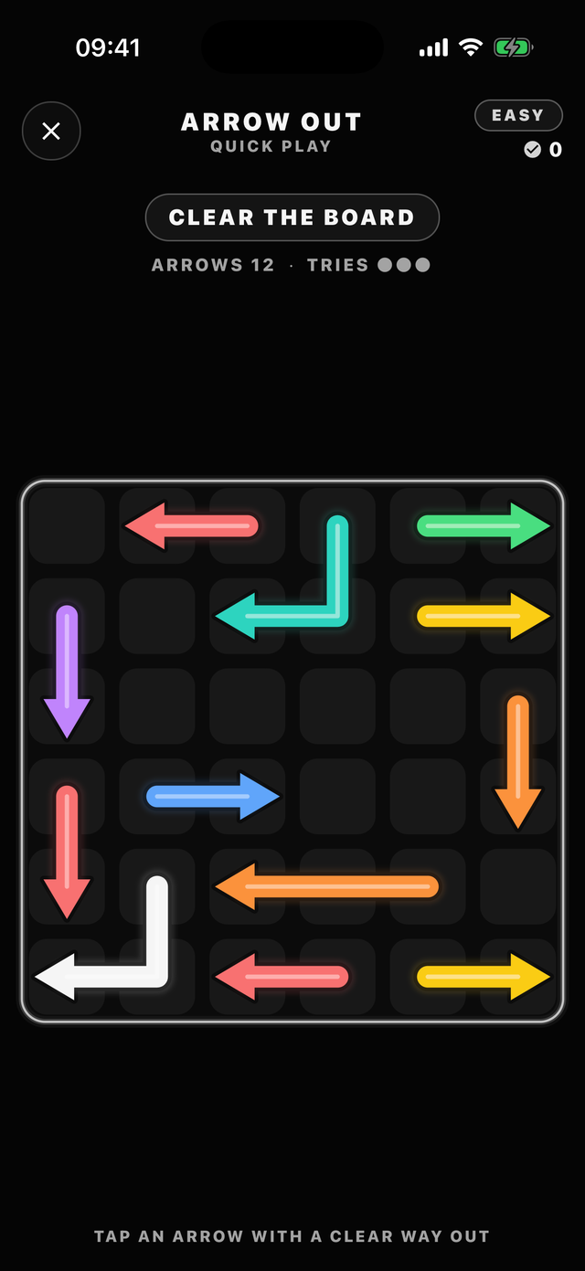 Arrow Out, clear the board one arrow at a time